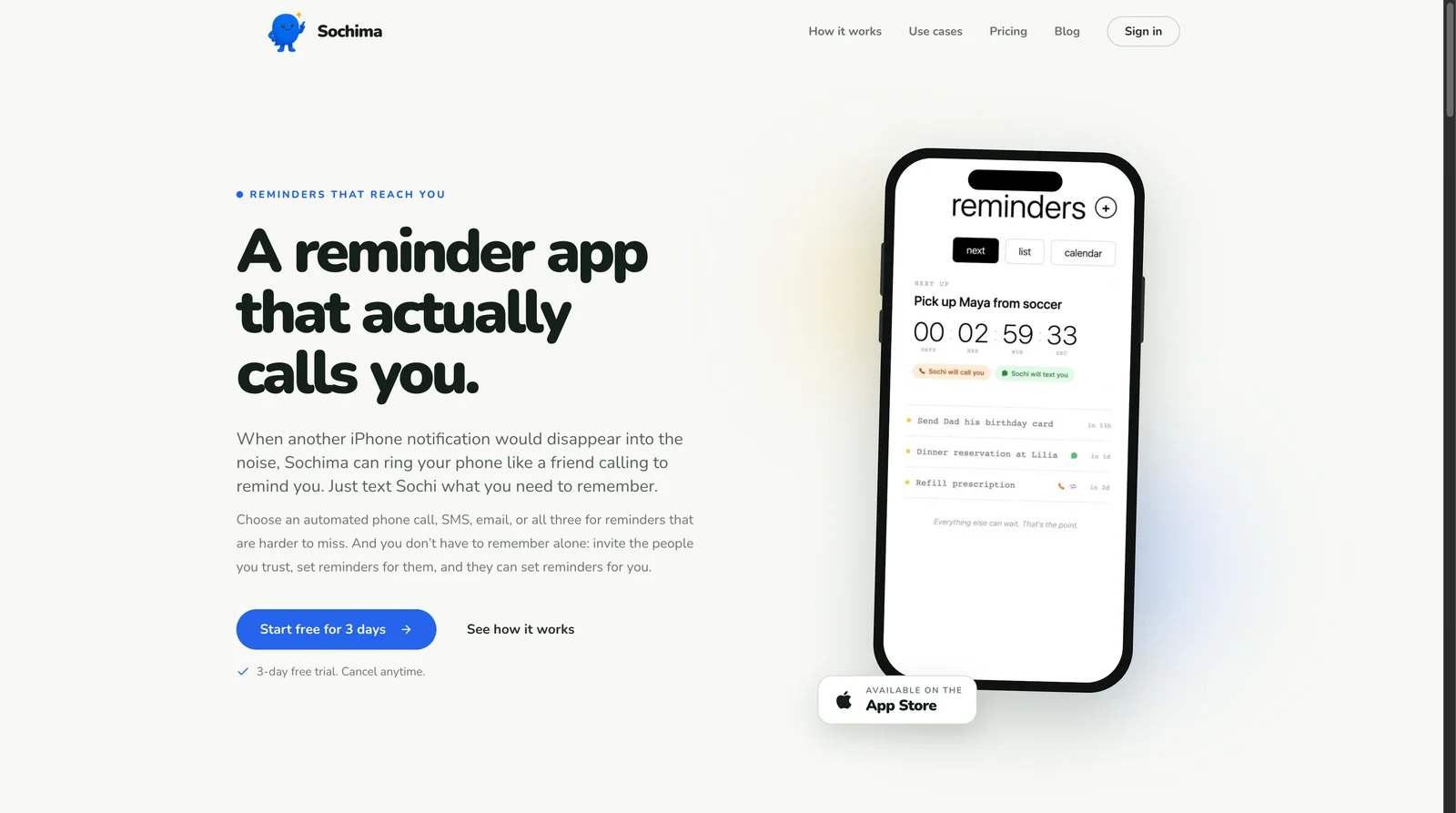 Hey Sochima landing page screenshot